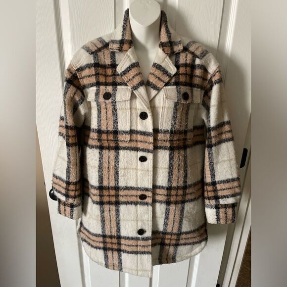 Old Navy Women’s Utility Plaid wool blend Jacket / Shacket Lined Size XS - Picture 2 of 7